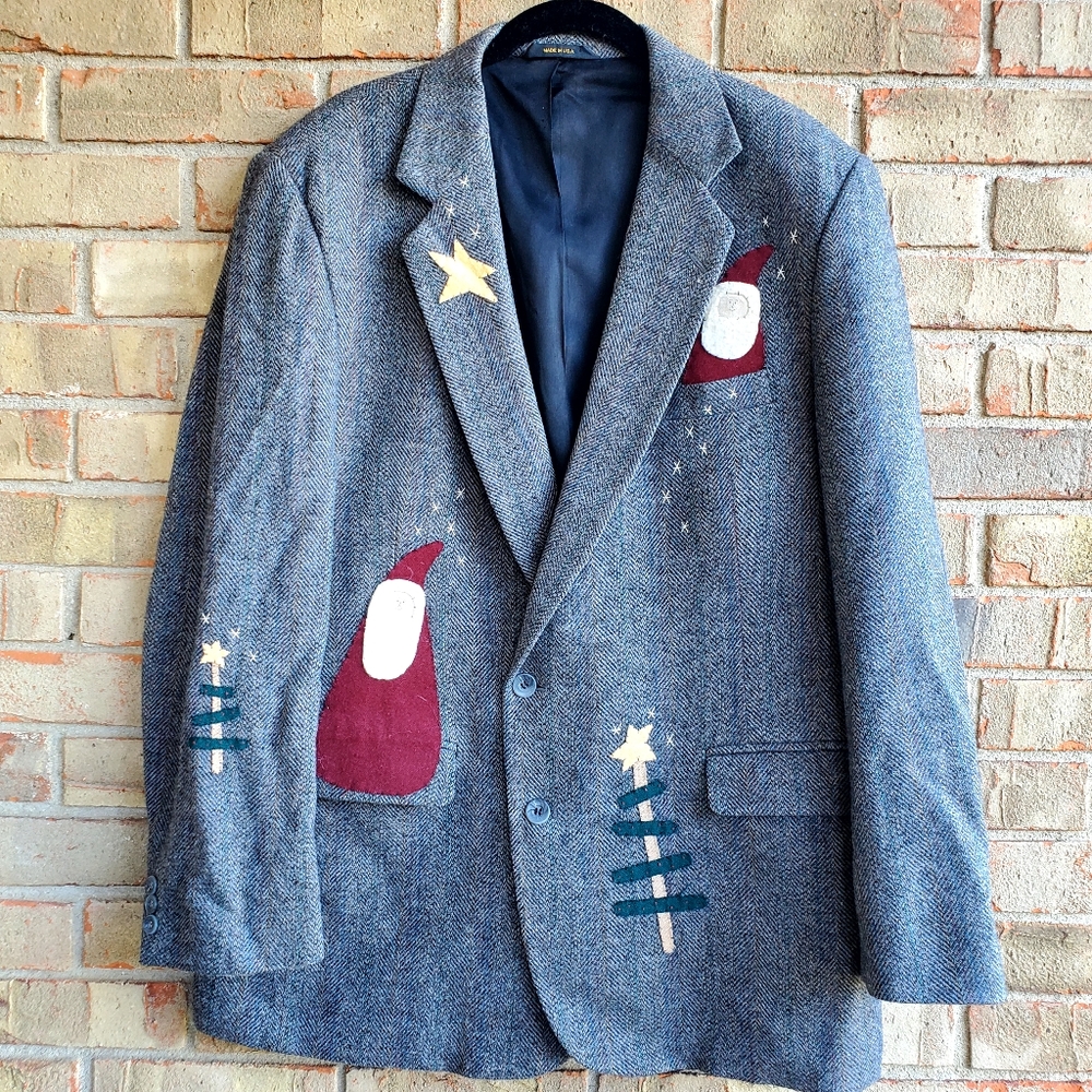 Wool Holiday Winter Blazer Men's 44 Streetwear Fashion Oversize Loose Ca…